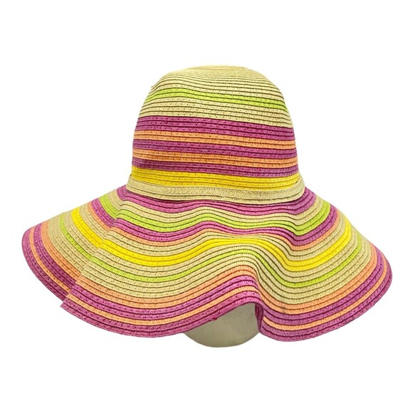 Panama Jack Womens Floppy Sun Hat Paper Braid Wide Rainbow Color - Picture 2 of 5